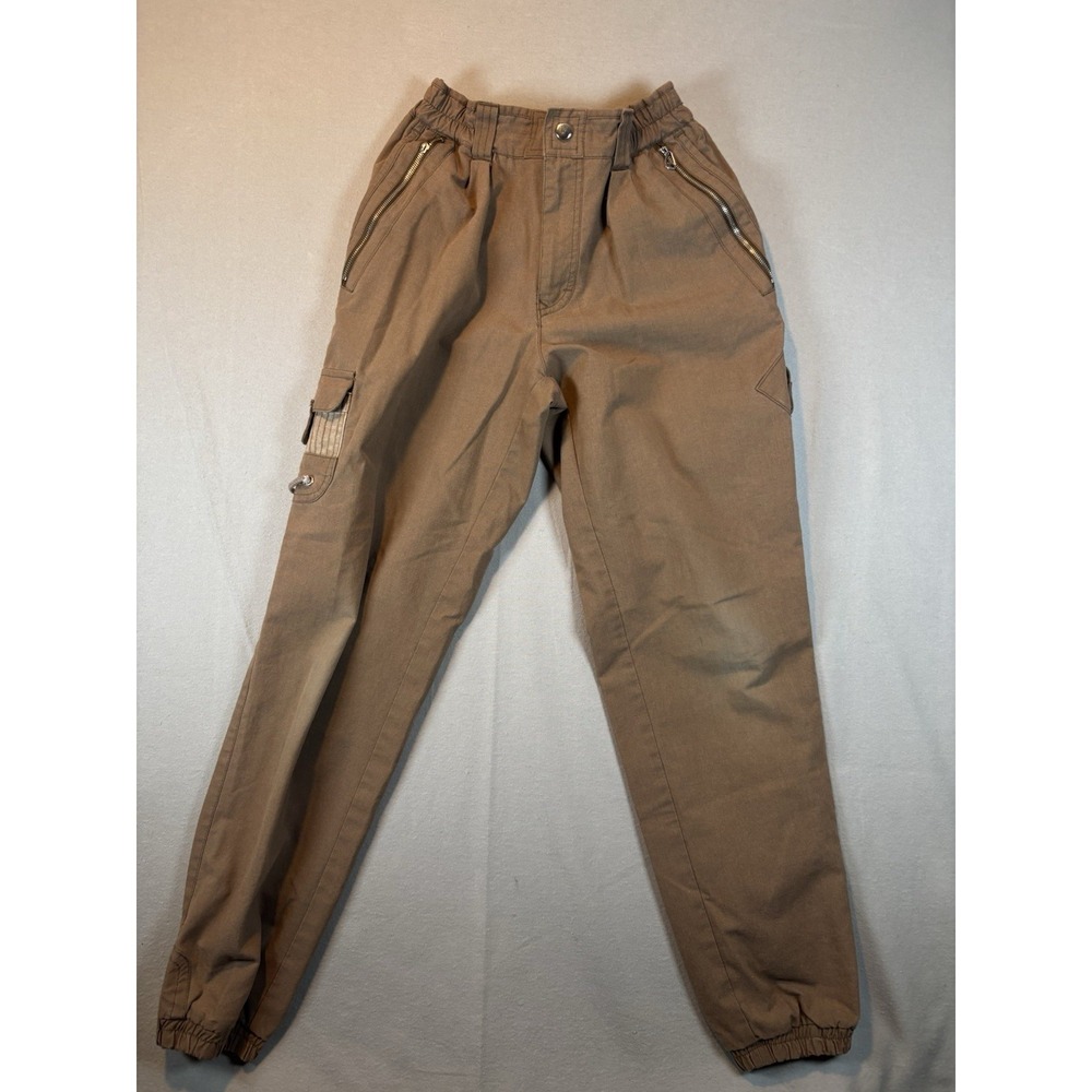 Cotler Women's 14r Length 29 Cargo Pants Brown Vintage Elastic Waist Fun Detail‎